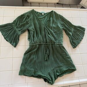 Francescas Green Romper with Tassel Waist